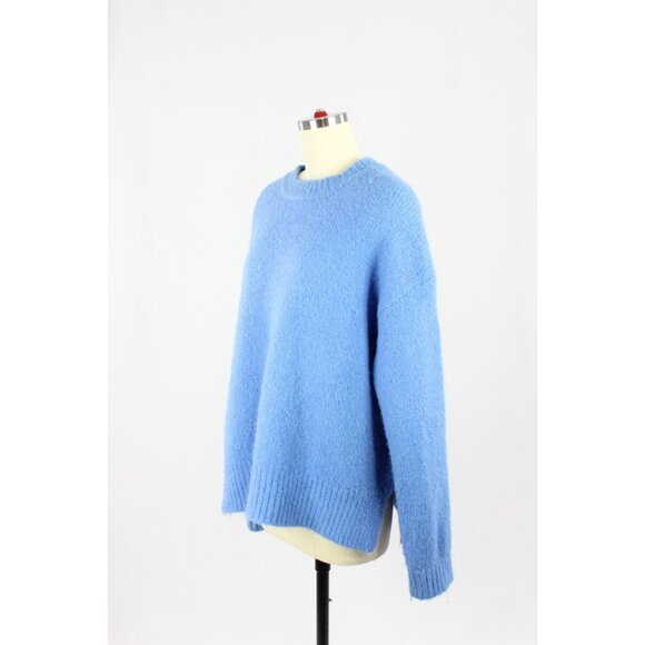 ZARA Blue Synthetic Wool Blend Fuzzy Knit Relaxed Fit Crew Neck Sweater, Size M - Picture 4 of 12